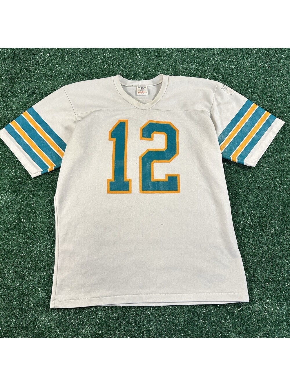True Vintage Rawlings 1970s Florida Dolphins Jersey Single Stitch XL Made USA